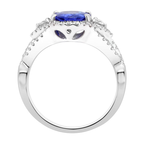 2.15ct Tanzanite Ring With 0.47tct Diamonds Set In 14kt White Gold