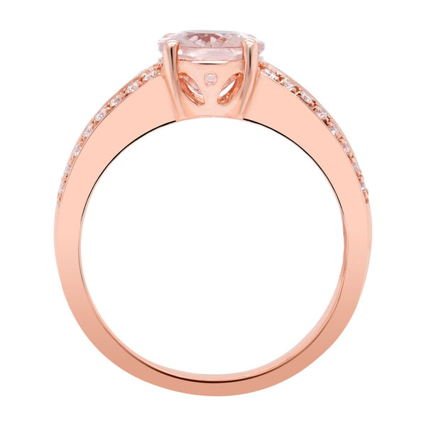 1.62ct Morganite Ring With 0.34tct Diamonds Set In 14kt Rose Gold