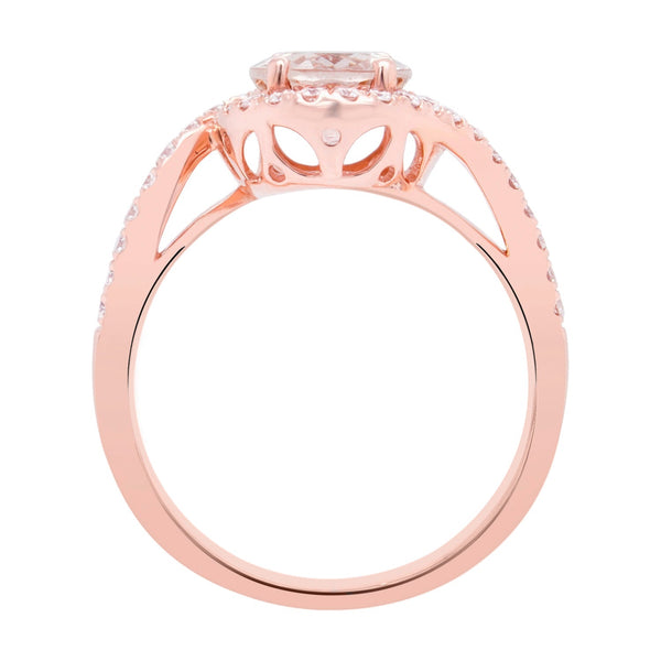 1.68ct Morganite Ring With 0.34tct Diamonds Set In 14kt Rose Gold