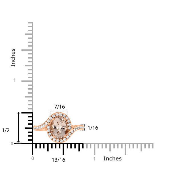 1.72ct Morganite Ring With 0.52tct Diamonds Set In 14kt Rose Gold