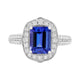 2.08ct Tanzanite Ring With 0.47tct Diamonds Set In 14kt White Gold