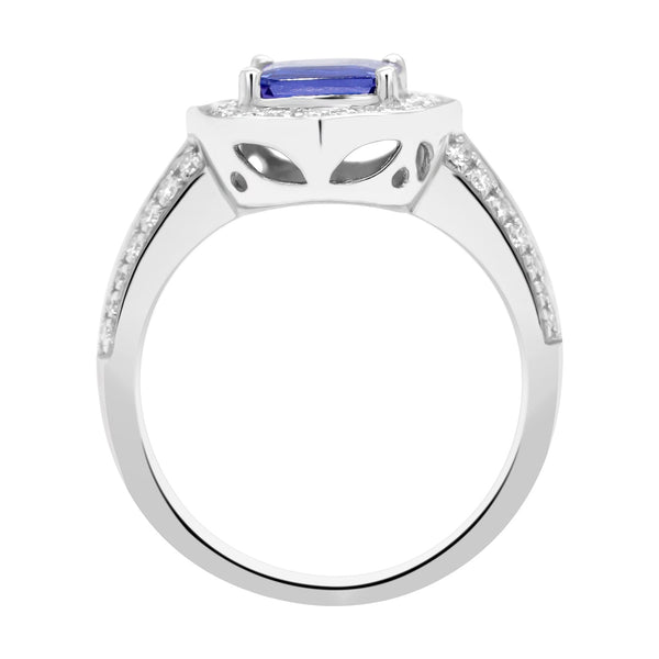 2.08ct Tanzanite Ring With 0.47tct Diamonds Set In 14kt White Gold