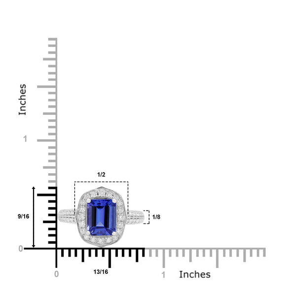 2.08ct Tanzanite Ring With 0.47tct Diamonds Set In 14kt White Gold