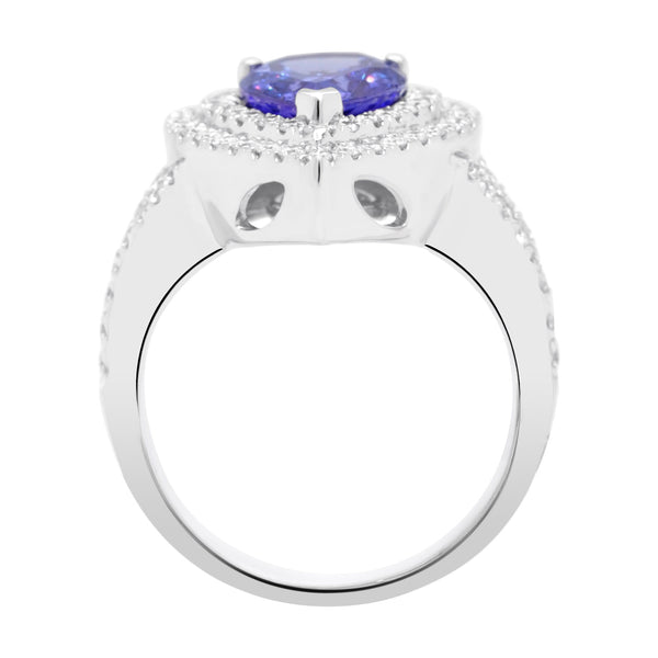 2.81ct Tanzanite Rings With 0.71tct Diamonds Set In 14kt White Gold