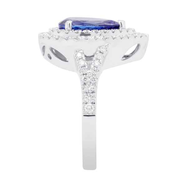 2.81ct Tanzanite Rings With 0.71tct Diamonds Set In 14kt White Gold