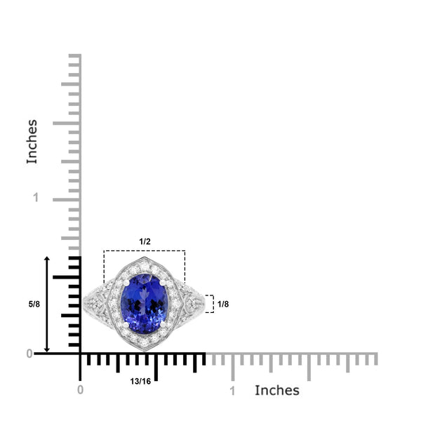 3.10ct Tanzanite Ring With 0.67tct Diamonds Set In 14kt White Gold