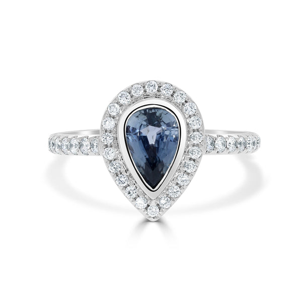 1.07ct Sapphire Rings with 0.36tct diamonds set in 18KT white gold