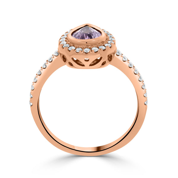 0.92ct Sapphire Rings with 0.37tct diamonds set in 18KT rose gold