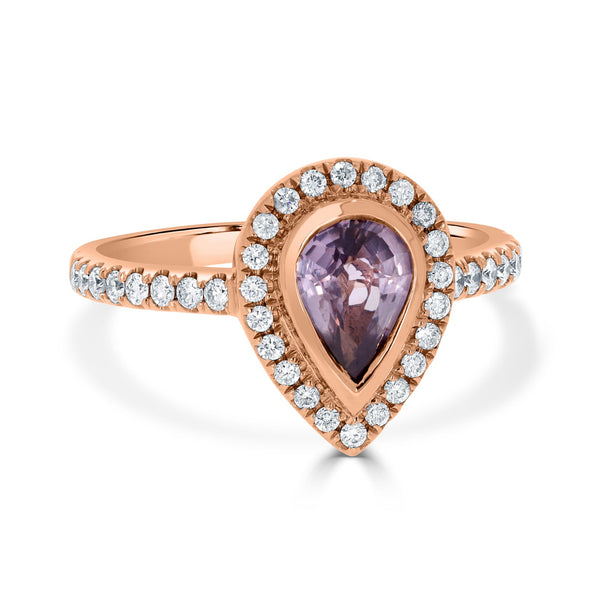 0.92ct Sapphire Rings with 0.37tct diamonds set in 18KT rose gold