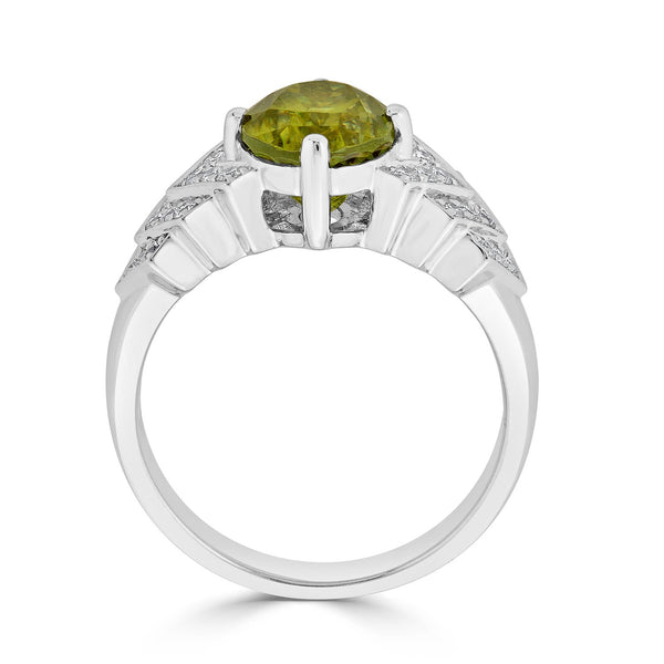 3.21ct Sphene ring with 0.29tct diamonds set in 14K white gold