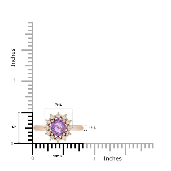 1.39ct Sapphire Ring With 0.33tct Diamonds Set In 14kt Rose Gold