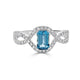 0.80ct Aquamarine ring with 0.40tct diamonds set in 14K white gold