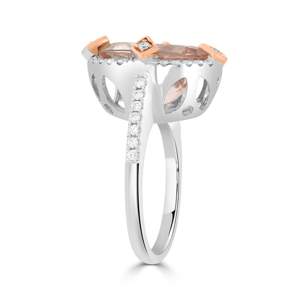 7.55ct Morganite Rings with 0.43tct Diamond set in 14K Two Tone Gold