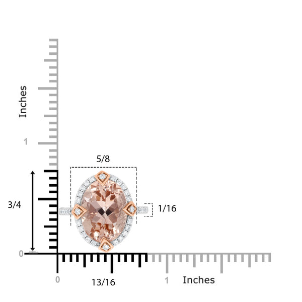 7.55ct Morganite Rings with 0.43tct Diamond set in 14K Two Tone Gold