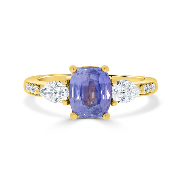 2.08ct Sapphire Rings with 0.71tct diamonds set in 14KT yellow gold