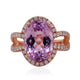 8.2ct Kunzite ring with 0.72ct diamonds set in 14K rose gold