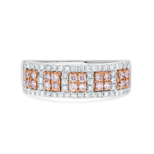 0.24 Pink Diamond Rings with 0.33tct Diamond set in 14K White Gold