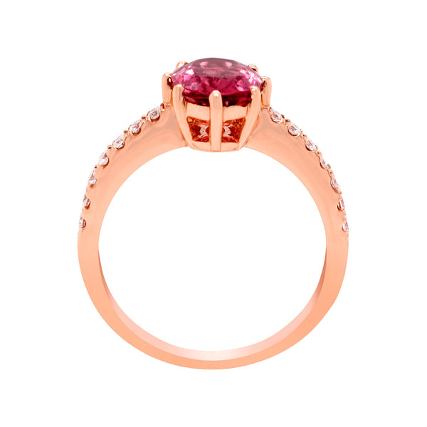 1.92ct Tourmaline Ring With 0.23tct Diamonds In 14K Rose Gold