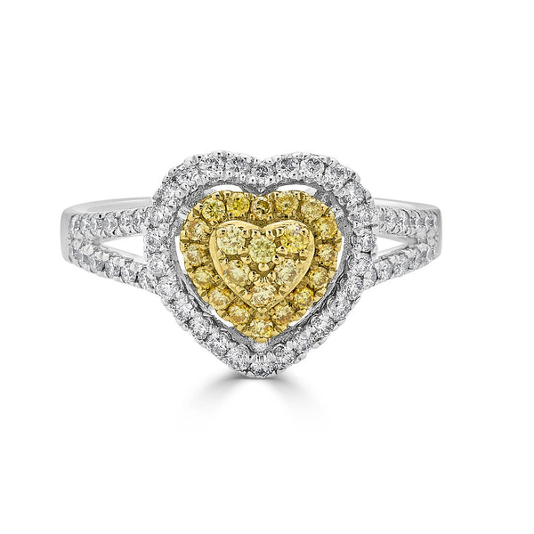 0.66tct Yellow diamond ring set in 14K white gold