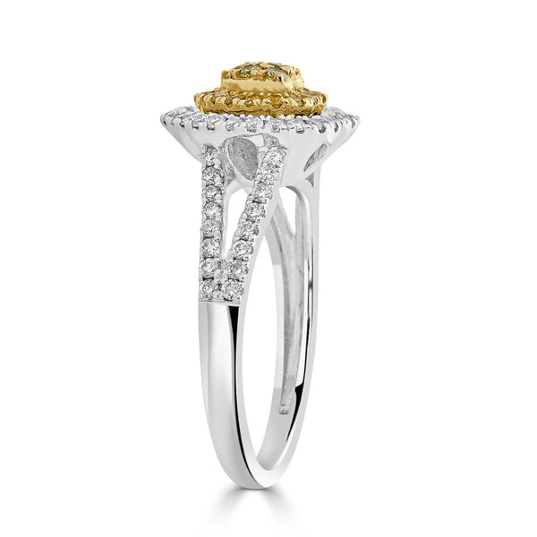 0.66tct Yellow diamond ring set in 14K white gold