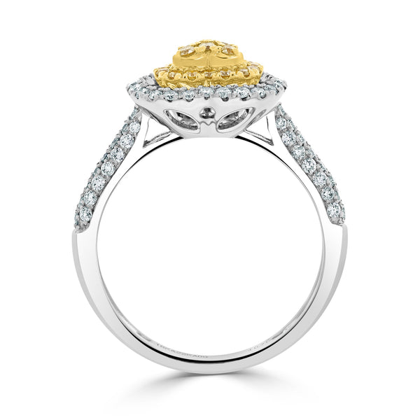 0.21tct Yellow Diamond ring with 0.50tct diamonds set in 18kt two tone gold