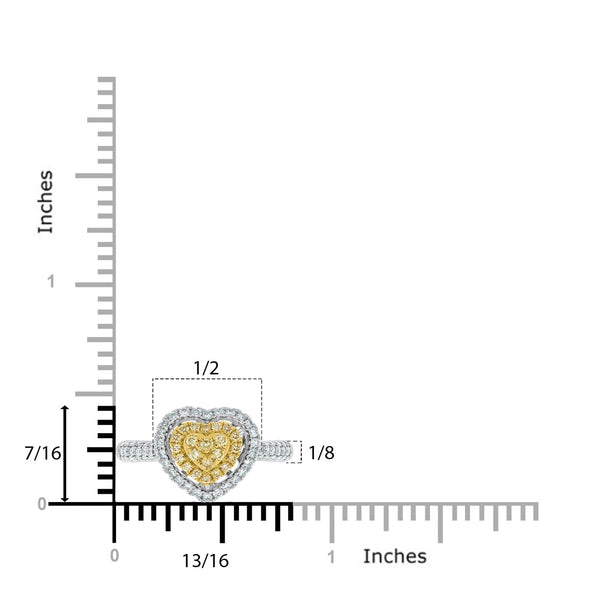 0.21tct Yellow Diamond ring with 0.50tct diamonds set in 18kt two tone gold