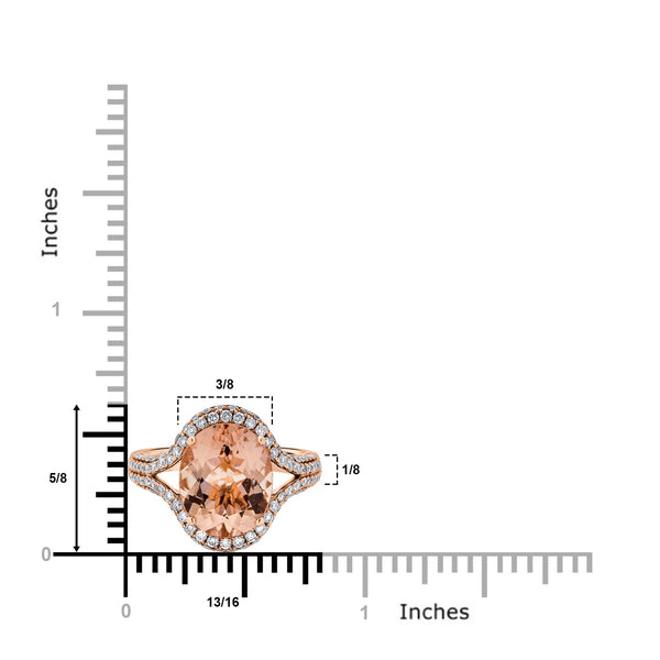 4.27ct Morganite ring with 0.75tct diamonds set in 14K rose gold