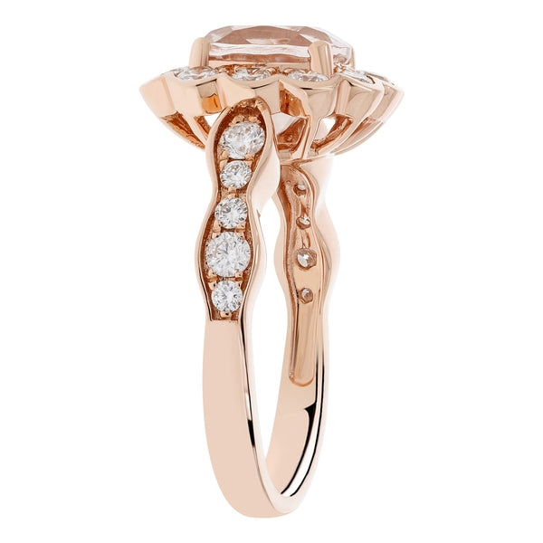 2.23ct Morganite Ring With 0.84tct Diamonds Set In 14K Rose Gold