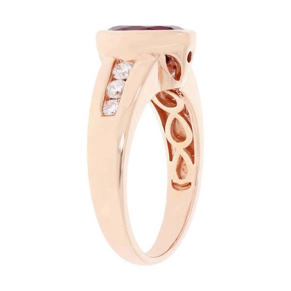 2.22ct Tourmaline ring with 0.31tct diamonds set in 14kt rose gold