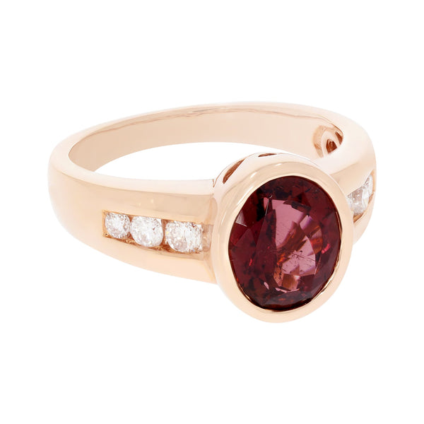 2.22ct Tourmaline ring with 0.31tct diamonds set in 14kt rose gold