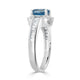 2.33 Blue Zircon Rings with 0.71tct Diamond set in 14K White Gold