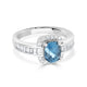 2.33 Blue Zircon Rings with 0.71tct Diamond set in 14K White Gold