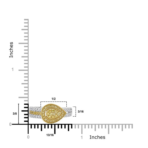 0.29tct Yellow Diamond ring with 0.30tct accent diamonds set in 18K two tone gold