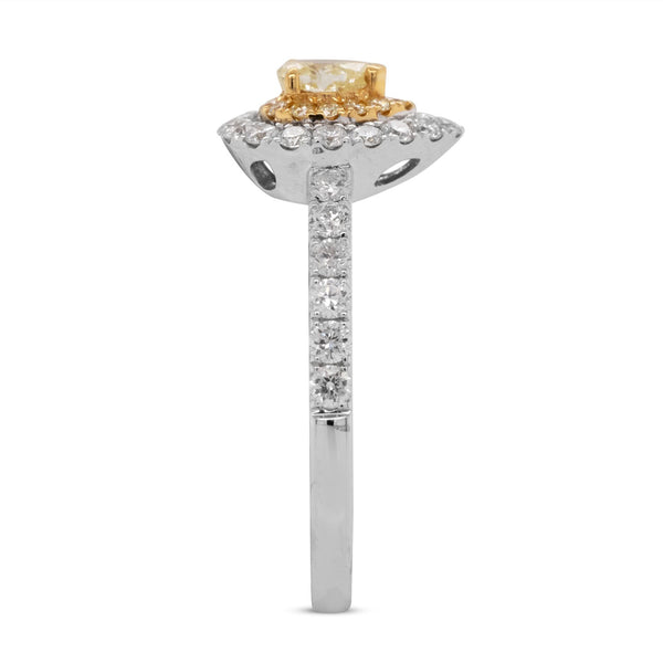 0.23Ct Yellow Diamond Ring With 0.60Tct Diamonds In 18K White Gold & 22K Yellow Gold