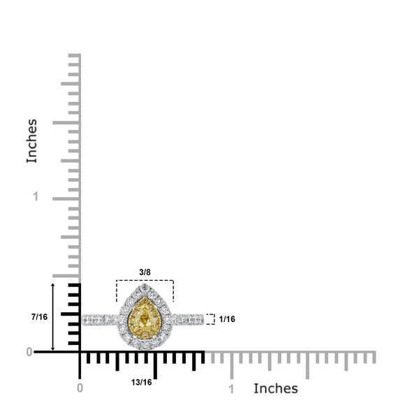 0.23ct Yellow Diamond ring with 0.58tct diamonds set in 18K two tone gold