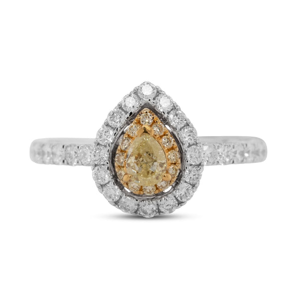 0.23Ct Yellow Diamond Ring With 0.60Tct Diamonds In 18K White Gold & 22K Yellow Gold