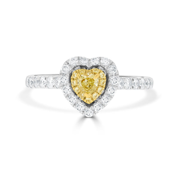 0.11 Yellow Diamond Rings with 0.55tct Diamond set in 18K Two Tone Gold