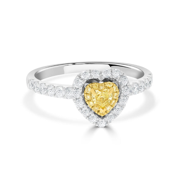 0.11 Yellow Diamond Rings with 0.55tct Diamond set in 18K Two Tone Gold