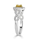 0.27ct Yellow Diamond ring with 0.47tct accent diamonds set in 18K two tone gold