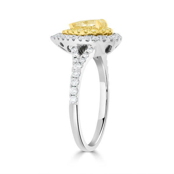 0.5ct Yellow Diamond Rings with 0.63tct Diamond set in 14K Two Tone Gold