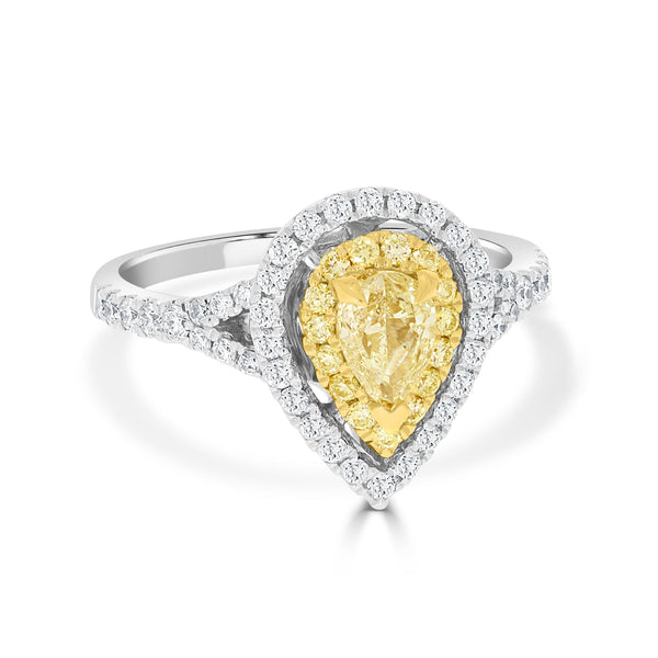 0.5ct Yellow Diamond Rings with 0.63tct Diamond set in 14K Two Tone Gold