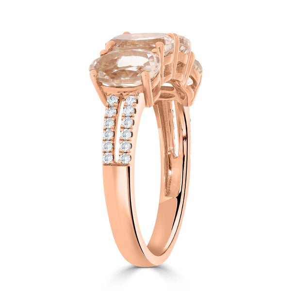 3.11 Morganite Rings with 0.14tct Diamond set in 14K Rose Gold