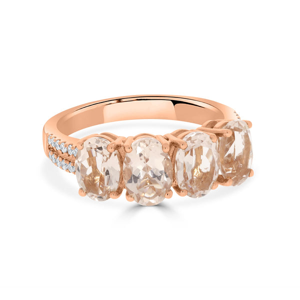 3.11 Morganite Rings with 0.14tct Diamond set in 14K Rose Gold