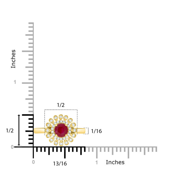 0.88ct Ruby Rings with 0.18tct diamonds set in 14kt yellow gold