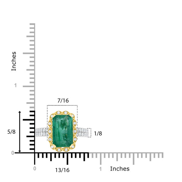 3.87ct Emerald Rings with 0.42tct diamonds set in 14kt two tone gold