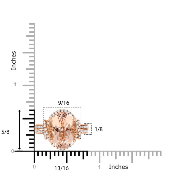 7.02ct Morganite Rings with 0.45tct Diamond set in 14K Rose Gold