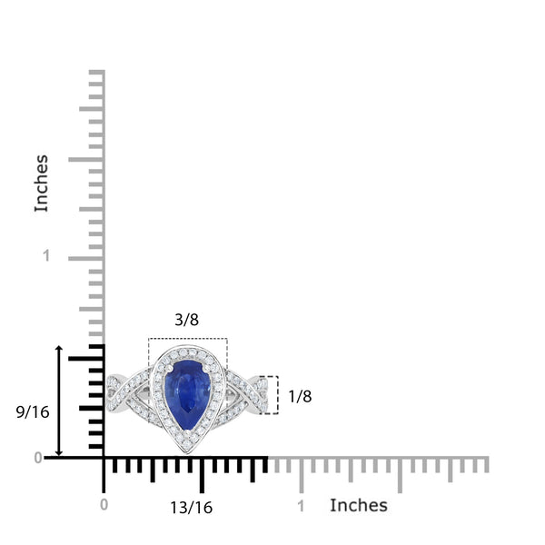 1.13ct Sapphire Ring with 0.34tct Diamond s set in 14K White Gold