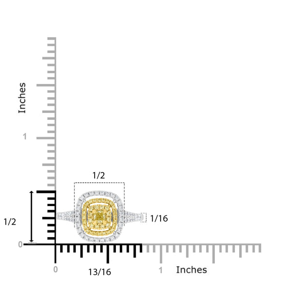 0.11tct Yellow Diamonds Rings With 0.52tct Diamonds Set In 18kt Two Tone Gold