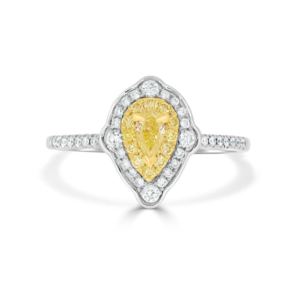 0.22tct Yellow Diamond Ring with 0.34tct Diamonds set in 14K Two Tone gold