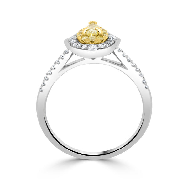 0.22tct Yellow Diamond Ring with 0.34tct Diamonds set in 14K Two Tone gold